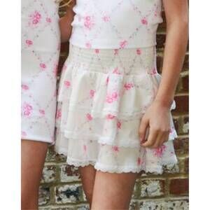 NEW THEME girl's gemma vintage romantic rose mini skirt in white